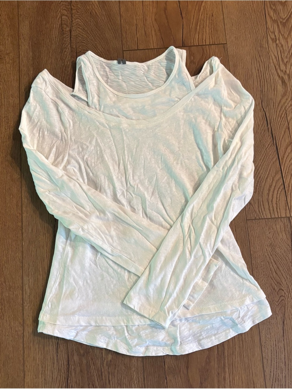 Anthropologie White Long Sleeve Layered Tank Top